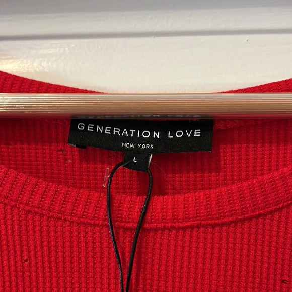 Generation Love Red Distressed Long Sleeve with tie NWT - Picture 3 of 6